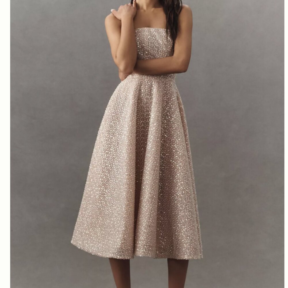 Helsi Vivi Strapless Beaded Fit & Flare Midi Dress - XS